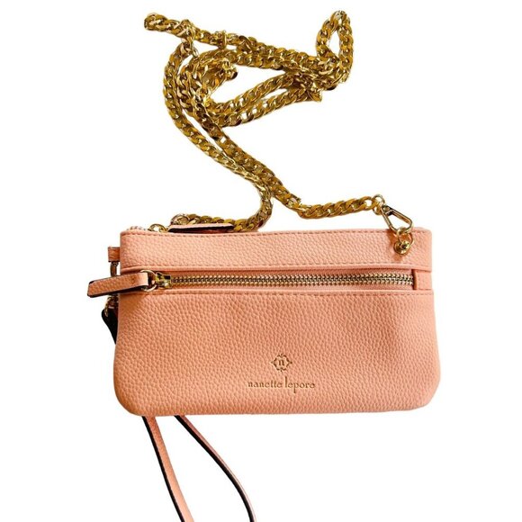 Nanette Lepore Crossbody Pouch To Crossbody Purse Peach Gold Chain - Picture 5 of 14